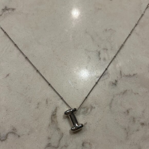 Silver Bubble Letter Necklace - Picture 2 of 2